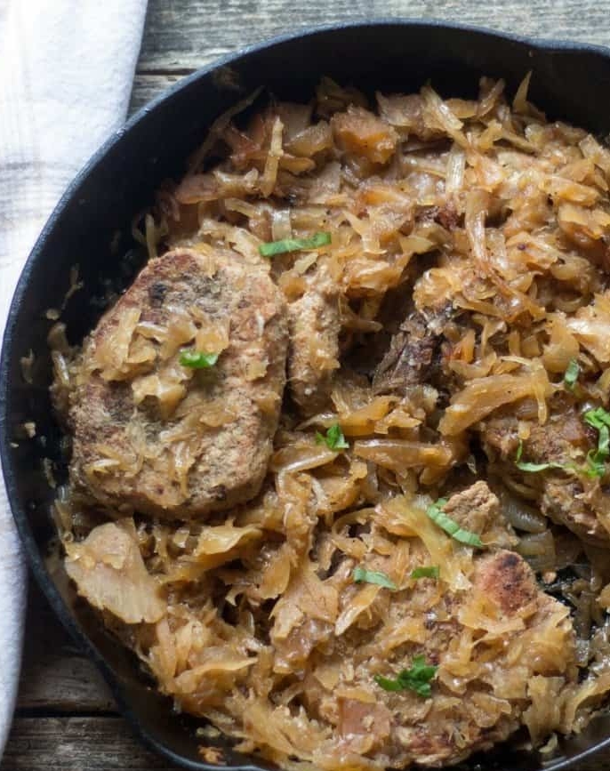 braised pork chops and sauerkraut