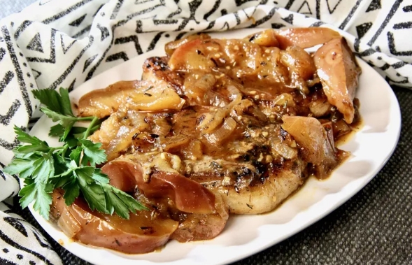 braised pork chops with apples and onions recipe