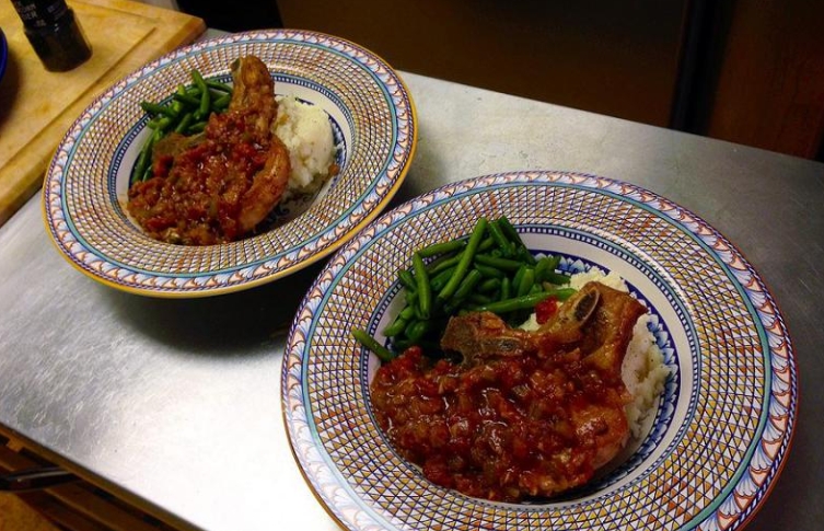 pork chops braised in red wine